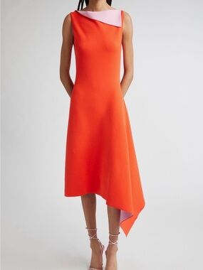 Oscar de la Renta Draped Double Face Midi Dress